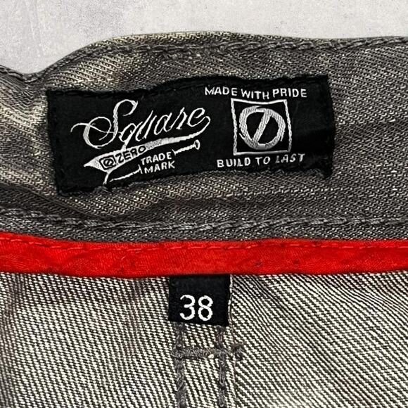 ★ Square Zero Camouflage Tie-Dye Distressed Jeans w/ Zipper Pockets ★ - Picture 5 of 7